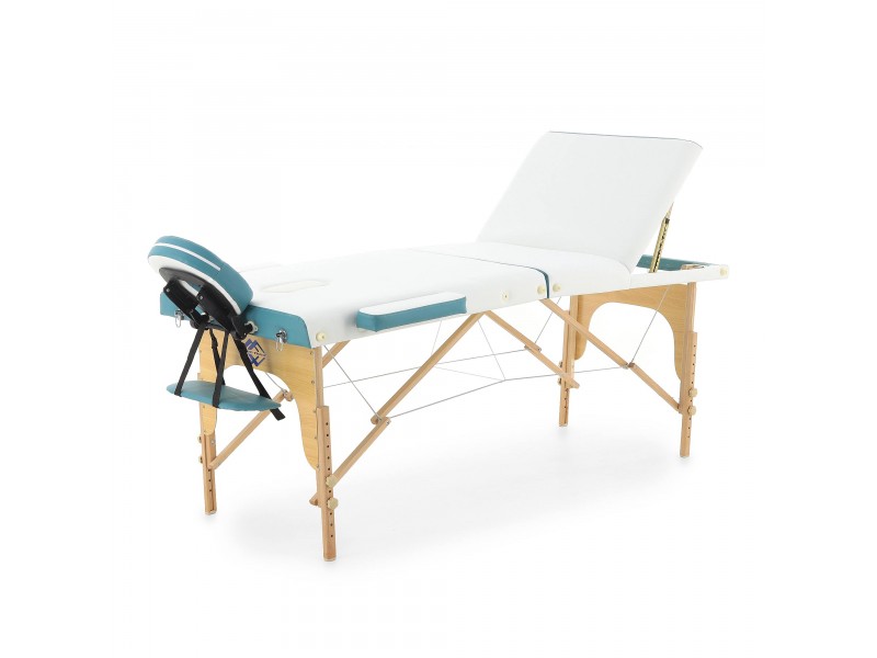 Массажный стол складной деревянный Med-Mos JF-AY01 3-х секционный (светлая рама) NEW