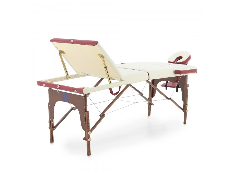 Массажный стол складной деревянный Med-Mos JF-AY01 3-х секционный (темная рама) NEW