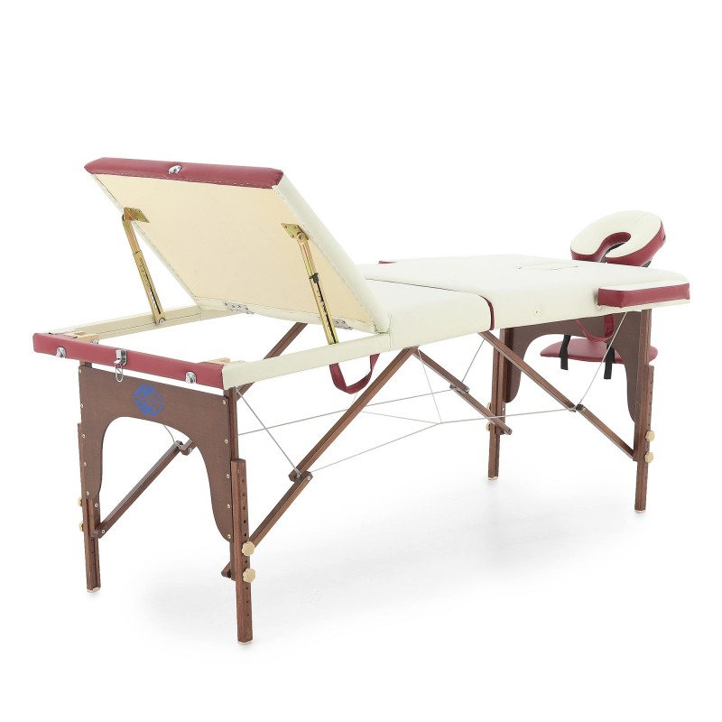 Массажный стол складной деревянный Med-Mos JF-AY01 3-х секционный (темная рама) NEW