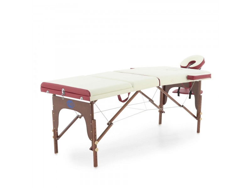 Массажный стол складной деревянный Med-Mos JF-AY01 3-х секционный (темная рама) NEW