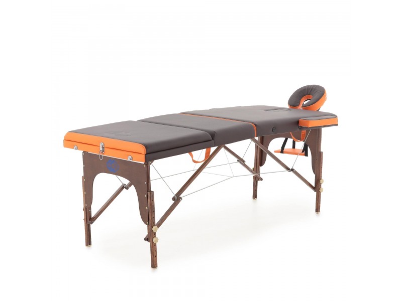 Массажный стол складной деревянный Med-Mos JF-AY01 3-х секционный (темная рама) NEW
