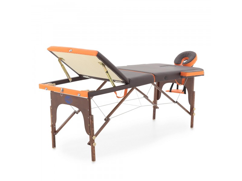 Массажный стол складной деревянный Med-Mos JF-AY01 3-х секционный (темная рама) NEW