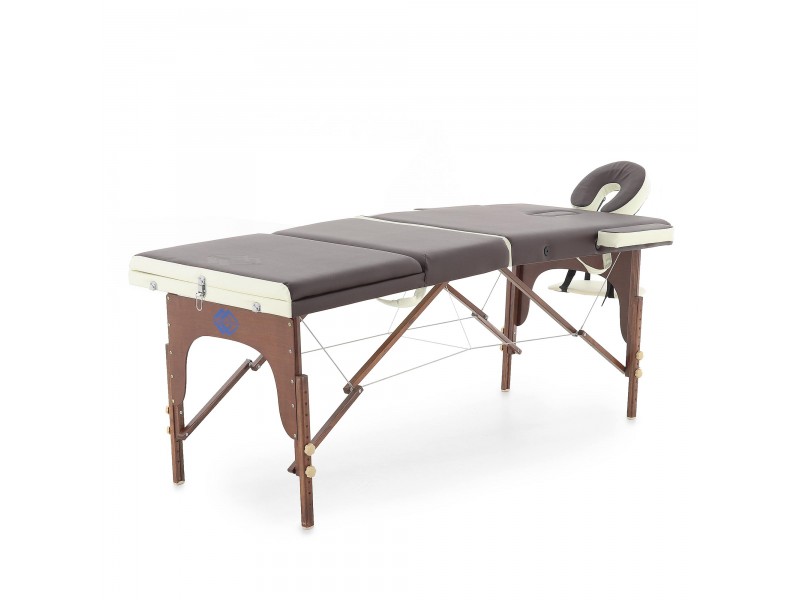 Массажный стол складной деревянный Med-Mos JF-AY01 3-х секционный (темная рама) NEW