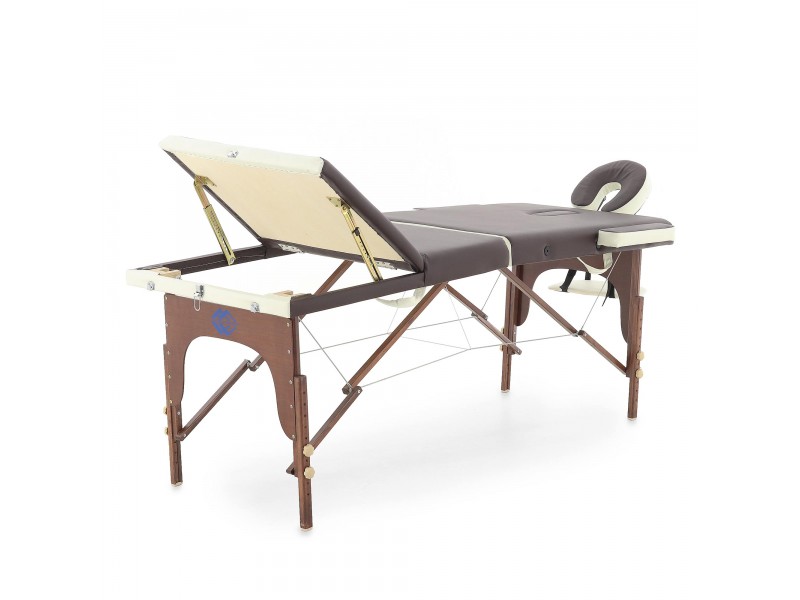 Массажный стол складной деревянный Med-Mos JF-AY01 3-х секционный (темная рама) NEW