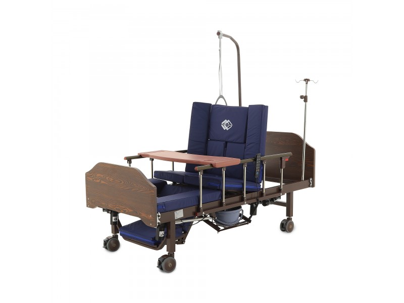 Кровать электрическая Med-Mos YG-3 (МЕ-5528Н-02) ЛДСП Венге с боковым переворачиванием, туалетным устройством и судном с крышкой, функцией «кардиокресло»