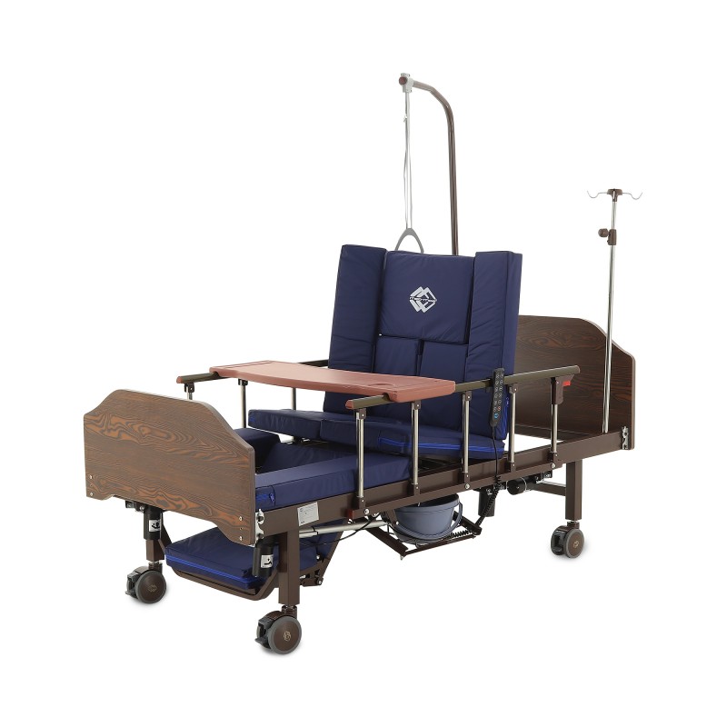 Кровать электрическая Med-Mos YG-3 (МЕ-5528Н-02) ЛДСП Венге с боковым переворачиванием, туалетным устройством и судном с крышкой, функцией «кардиокресло»