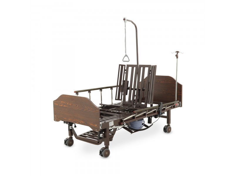 Кровать электрическая Med-Mos YG-3 (МЕ-5528Н-02) ЛДСП Венге с боковым переворачиванием, туалетным устройством и судном с крышкой, функцией «кардиокресло»
