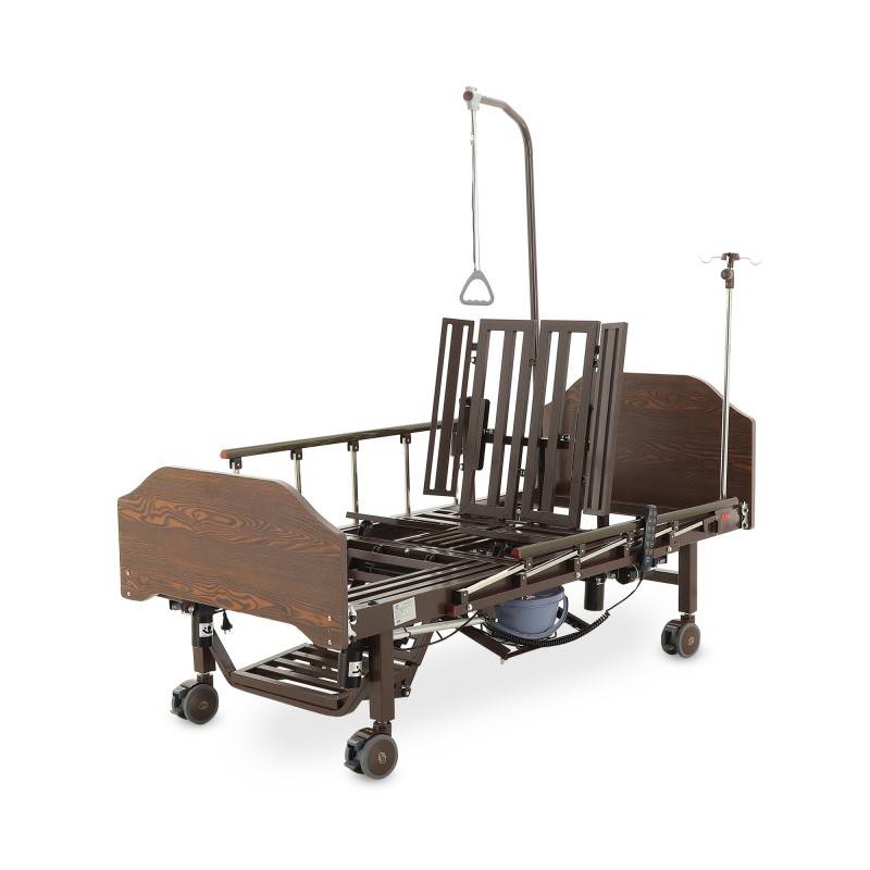 Кровать электрическая Med-Mos YG-3 (МЕ-5528Н-02) ЛДСП Венге с боковым переворачиванием, туалетным устройством и судном с крышкой, функцией «кардиокресло»