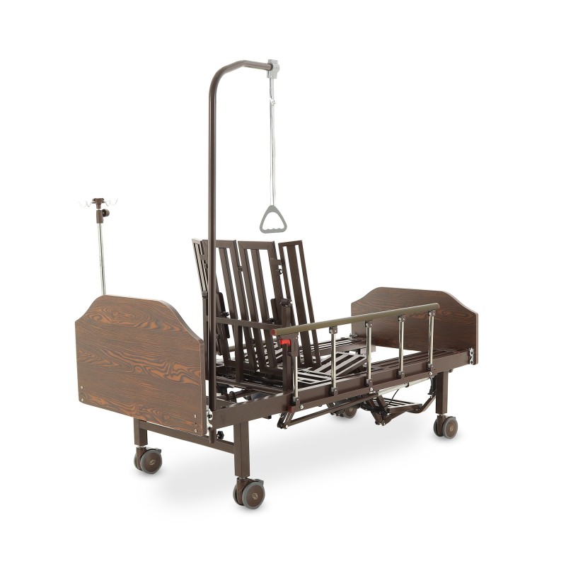 Кровать электрическая Med-Mos YG-3 (МЕ-5528Н-02) ЛДСП Венге с боковым переворачиванием, туалетным устройством и судном с крышкой, функцией «кардиокресло»