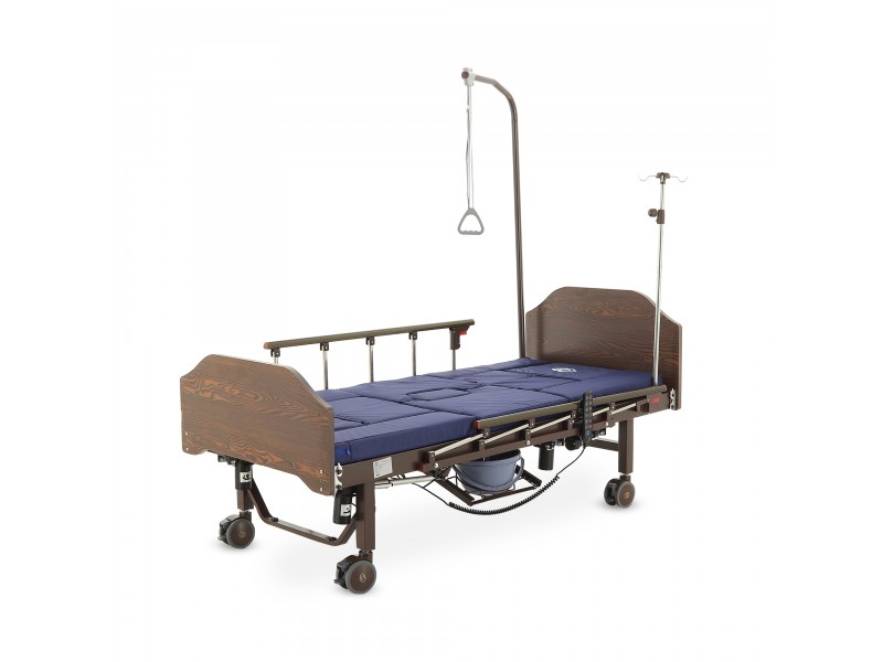 Кровать электрическая Med-Mos YG-3 (МЕ-5528Н-02) ЛДСП Венге с боковым переворачиванием, туалетным устройством и судном с крышкой, функцией «кардиокресло»