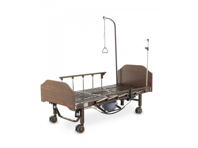 Кровать электрическая Med-Mos YG-3 (МЕ-5528Н-02) ЛДСП Венге с боковым переворачиванием, туалетным устройством и судном с крышкой, функцией «кардиокресло»