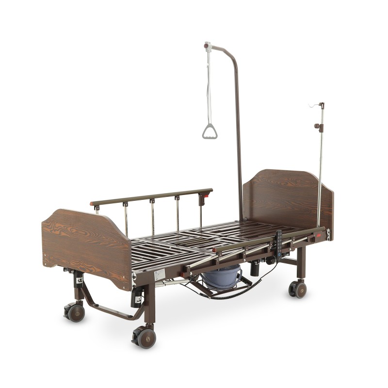 Кровать электрическая Med-Mos YG-3 (МЕ-5528Н-02) ЛДСП Венге с боковым переворачиванием, туалетным устройством и судном с крышкой, функцией «кардиокресло»