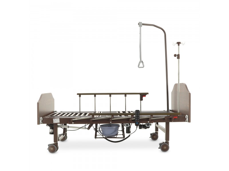 Кровать электрическая Med-Mos YG-3 (МЕ-5528Н-02) ЛДСП Венге с боковым переворачиванием, туалетным устройством и судном с крышкой, функцией «кардиокресло»