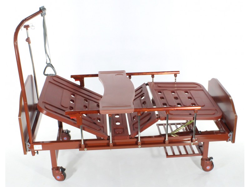 Кровать механическая Med-Mos E-8 (MM-2024Н-02) (2 функции) ЛДСП с полкой и обеденным столиком