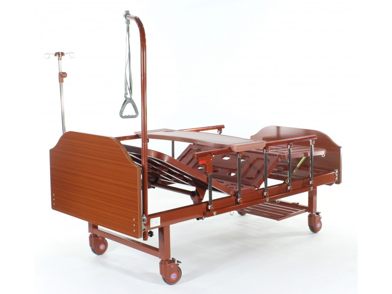 Кровать механическая Med-Mos E-8 (MM-2024Н-02) (2 функции) ЛДСП с полкой и обеденным столиком