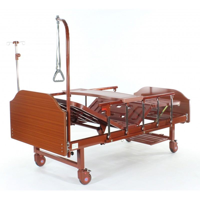 Кровать механическая Med-Mos E-8 (MM-2024Н-02) (2 функции) ЛДСП с полкой и обеденным столиком