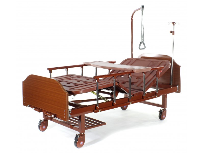 Кровать механическая Med-Mos E-8 (MM-2024Н-02) (2 функции) ЛДСП с полкой и обеденным столиком