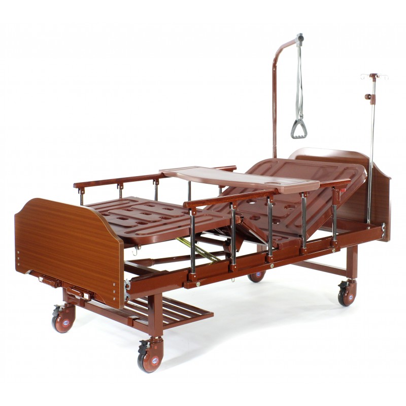 Кровать механическая Med-Mos E-8 (MM-2024Н-02) (2 функции) ЛДСП с полкой и обеденным столиком