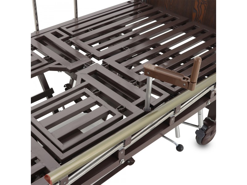 Кровать механическая Med-Mos YG-5 (ММ-5124Н-01) ЛДСП с боковым переворачиванием, туалетным устройством и функцией «кардиокресло»  с противопролежневым матрасом в комплекте