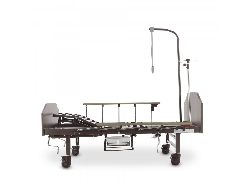 Кровать механическая Med-Mos YG-5 (ММ-5124Н-01) ЛДСП с боковым переворачиванием, туалетным устройством и функцией «кардиокресло»  с противопролежневым матрасом в комплекте