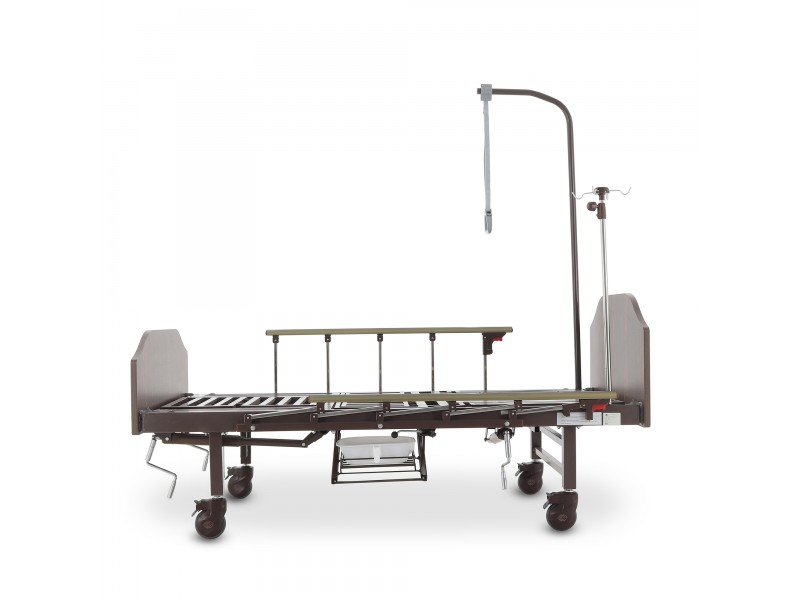 Кровать механическая Med-Mos YG-5 (ММ-5124Н-01) ЛДСП с боковым переворачиванием, туалетным устройством и функцией «кардиокресло»  с противопролежневым матрасом в комплекте