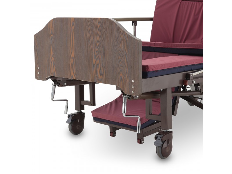 Кровать механическая Med-Mos YG-5 (ММ-5124Н-01) ЛДСП с боковым переворачиванием, туалетным устройством и функцией «кардиокресло»  с противопролежневым матрасом в комплекте
