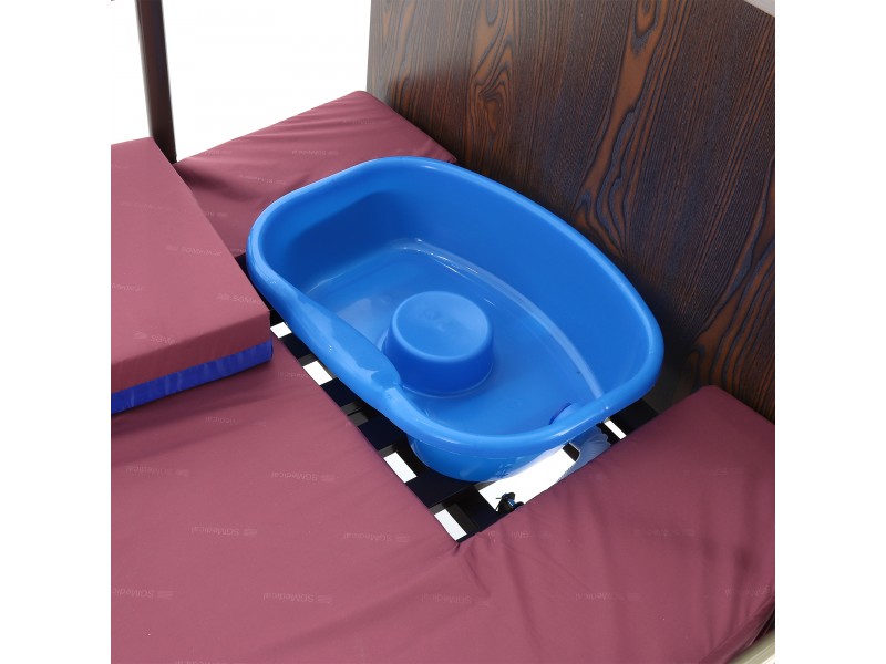 Кровать механическая Med-Mos YG-5 (ММ-5124Н-01) ЛДСП с боковым переворачиванием, туалетным устройством и функцией «кардиокресло»  с противопролежневым матрасом в комплекте