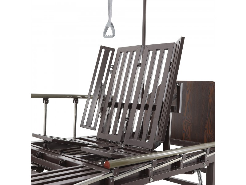 Кровать механическая Med-Mos YG-5 (ММ-5124Н-01) ЛДСП с боковым переворачиванием, туалетным устройством и функцией «кардиокресло»  с противопролежневым матрасом в комплекте