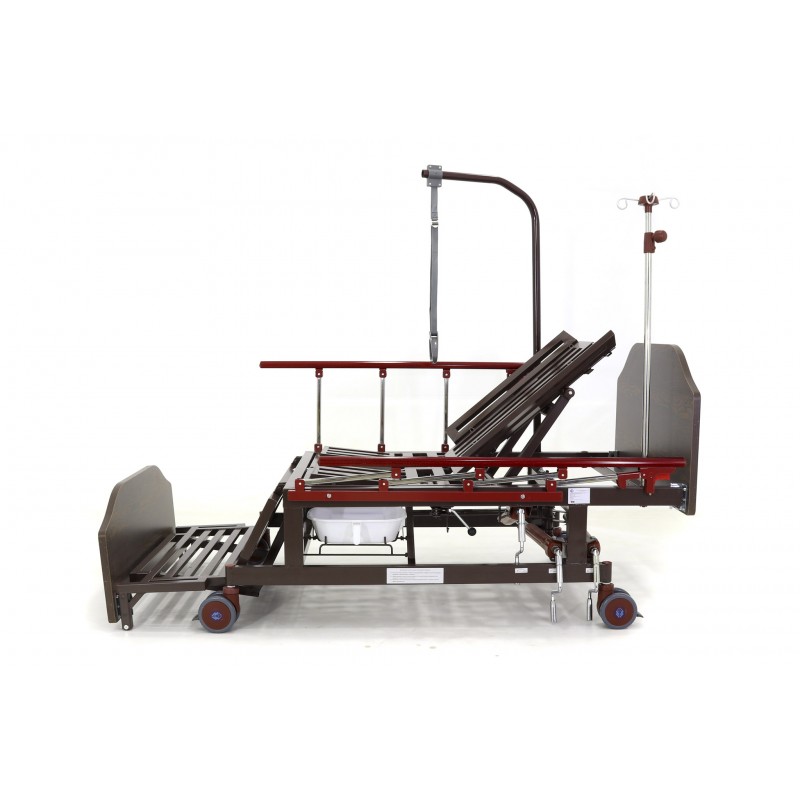 Кровать механическая Med-Mos E-45A  (ММ-5124Н-10) с боковым переворачиванием, туалетным устройством  и функцией «кардиокресло»