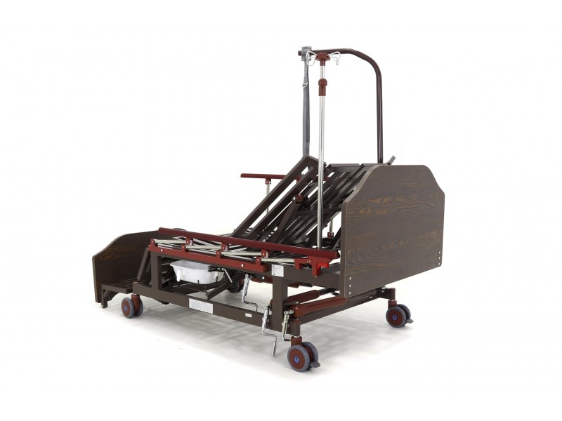 Кровать механическая Med-Mos E-45A  (ММ-5124Н-10) с боковым переворачиванием, туалетным устройством  и функцией «кардиокресло»