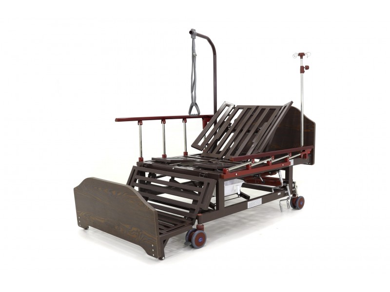 Кровать механическая Med-Mos  E-45A  (ММ-5124-01) с боковым переворачиванием, туалетным устройством и функцией «кардиокресло»