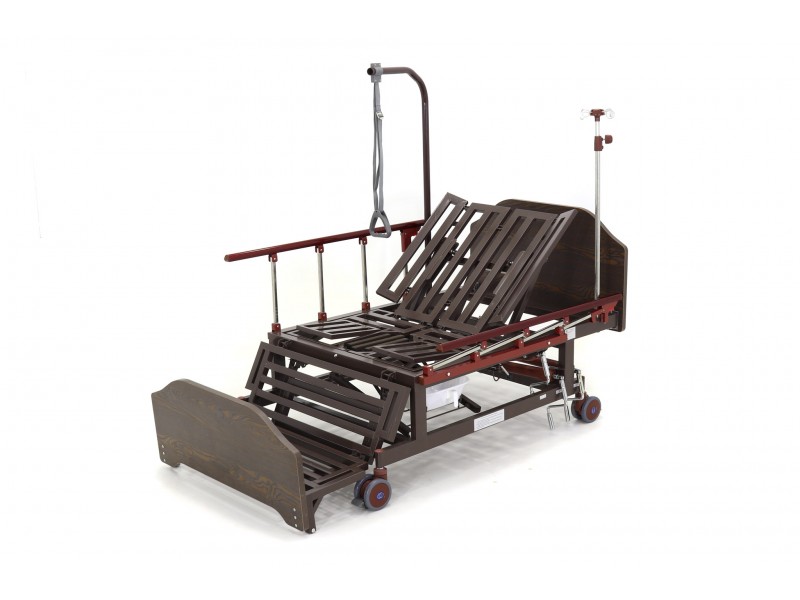 Кровать механическая Med-Mos  E-45A  (ММ-5124-01) с боковым переворачиванием, туалетным устройством и функцией «кардиокресло»