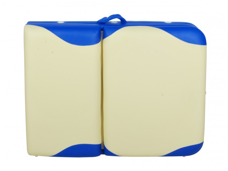 Массажный стол складной алюминиевый Med-Mos JFAL01A  М/К (3-х секционный) бежевый с синей волной  (PА3.20.12А)