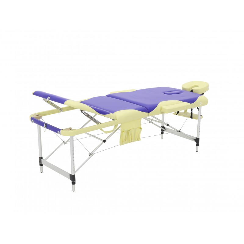 Массажный стол складной алюминиевый Med-Mos JFAL01A  М/К (3-х секционный) бежевый с синей волной  (PА3.20.12А)