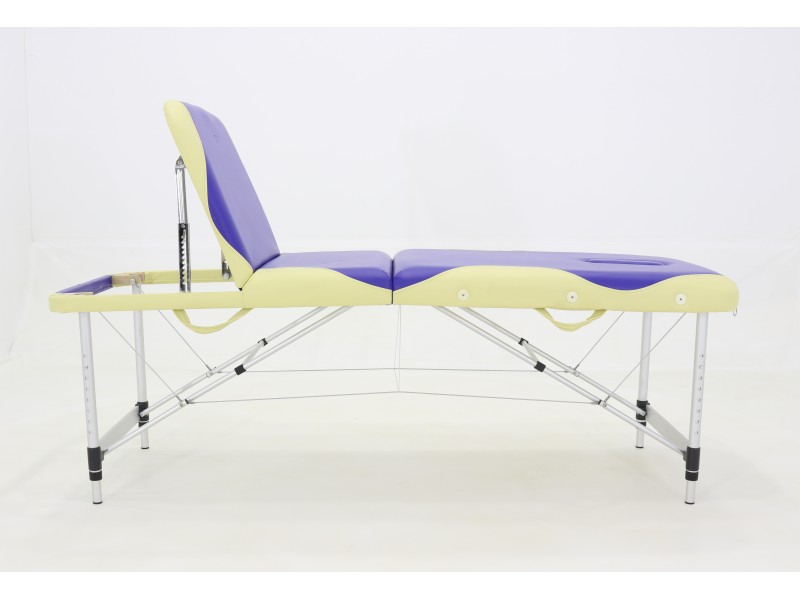 Массажный стол складной алюминиевый Med-Mos JFAL01A  М/К (3-х секционный) бежевый с синей волной  (PА3.20.12А)