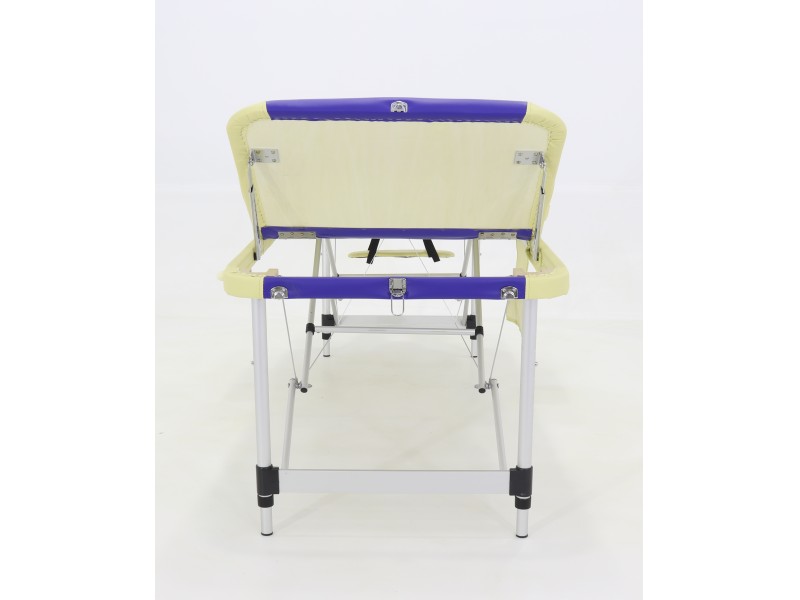 Массажный стол складной алюминиевый Med-Mos JFAL01A  М/К (3-х секционный) бежевый с синей волной  (PА3.20.12А)