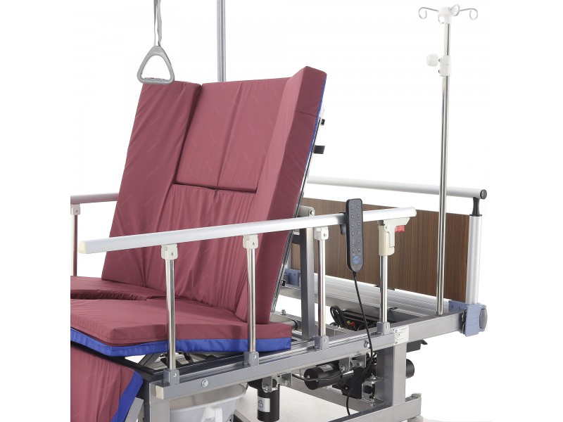 Кровать электрическая Med-Mos DB-11А (МЕ-5248Н-01) Алюм. с боковым переворачиванием, туалетным устройством и функцией «кардиокресло»