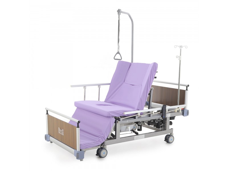 Кровать электрическая Med-Mos DB-11А (МЕ-5248Н-01) Алюм. с боковым переворачиванием, туалетным устройством и функцией «кардиокресло»