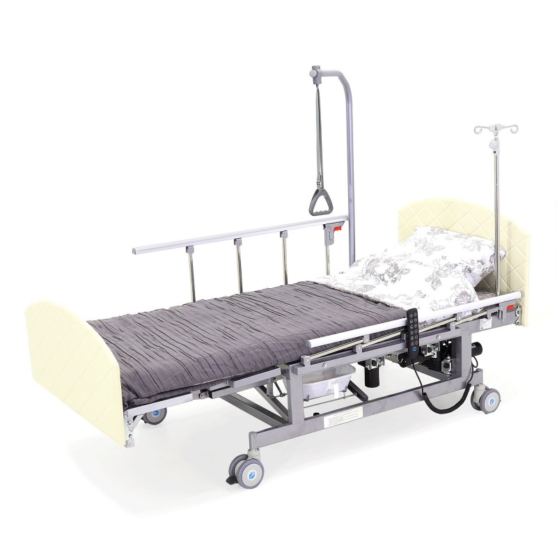 Кровать электрическая Med-Mos DB-11А (МЕ-5228Н-00)  светлый премиум с боковым переворачиванием, туалетным устройством и функцией «кардиокресло»