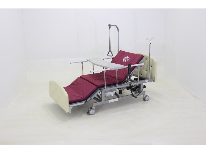 Кровать электрическая Med-Mos DB-11А (МЕ-5228Н-00)  светлый премиум с боковым переворачиванием, туалетным устройством и функцией «кардиокресло»