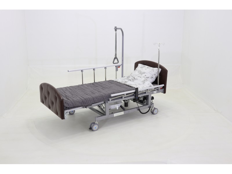 Кровать электрическая Med-Mos DB-11А (МЕ-5228Н-00)  темный премиум с боковым переворачиванием, туалетным устройством и функцией «кардиокресло»