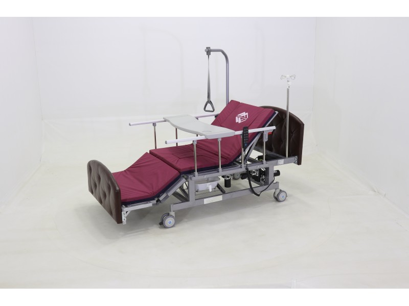 Кровать электрическая Med-Mos DB-11А (МЕ-5228Н-00)  темный премиум с боковым переворачиванием, туалетным устройством и функцией «кардиокресло»