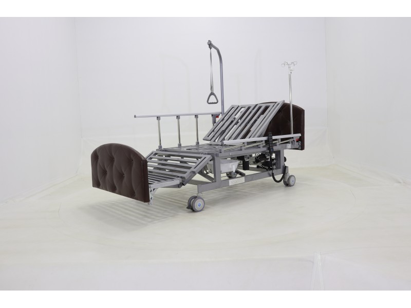 Кровать электрическая Med-Mos DB-11А (МЕ-5228Н-00)  темный премиум с боковым переворачиванием, туалетным устройством и функцией «кардиокресло»