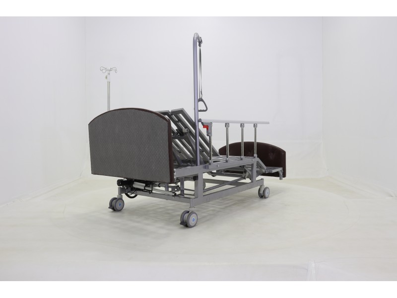 Кровать электрическая Med-Mos DB-11А (МЕ-5228Н-00)  темный премиум с боковым переворачиванием, туалетным устройством и функцией «кардиокресло»