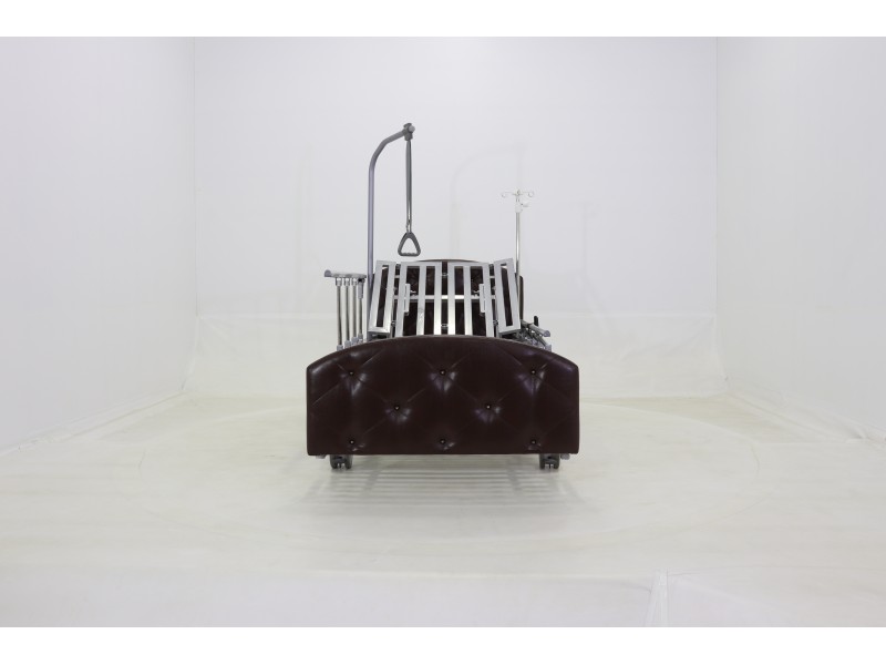 Кровать электрическая Med-Mos DB-11А (МЕ-5228Н-00)  темный премиум с боковым переворачиванием, туалетным устройством и функцией «кардиокресло»