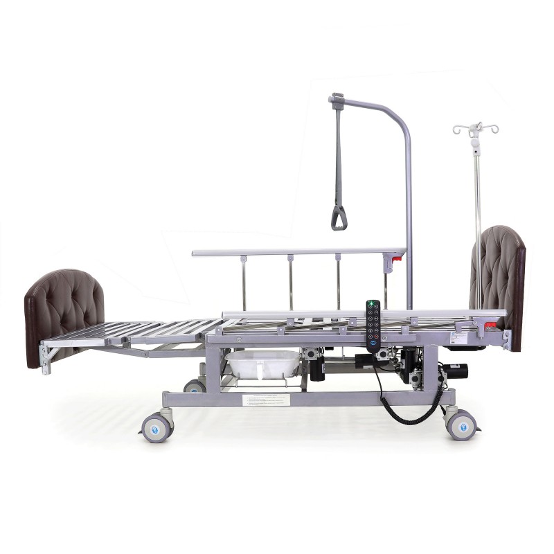 Кровать электрическая Med-Mos DB-11А (МЕ-5228Н-00)  темный премиум с боковым переворачиванием, туалетным устройством и функцией «кардиокресло»