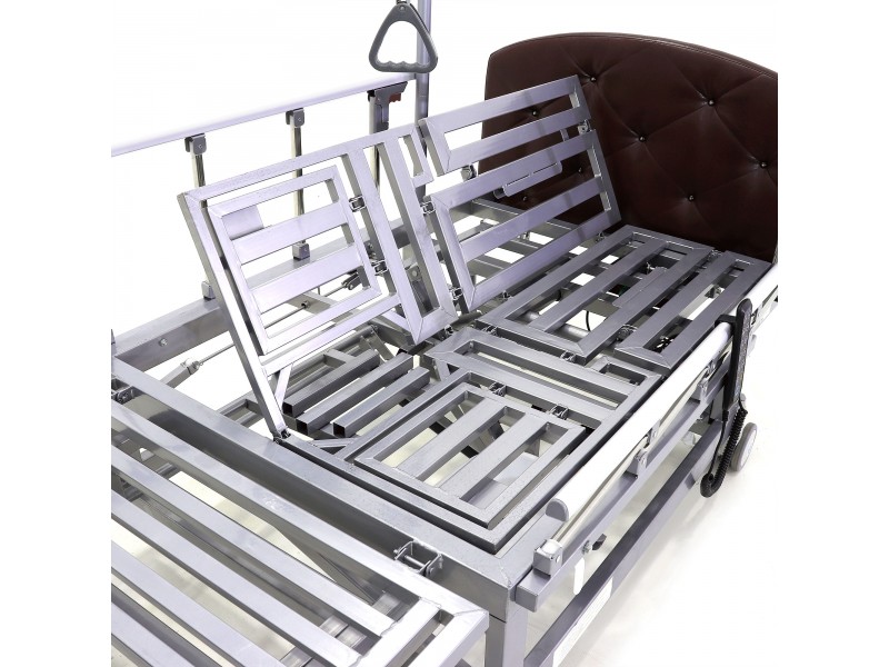 Кровать электрическая Med-Mos DB-11А (МЕ-5228Н-00)  темный премиум с боковым переворачиванием, туалетным устройством и функцией «кардиокресло»