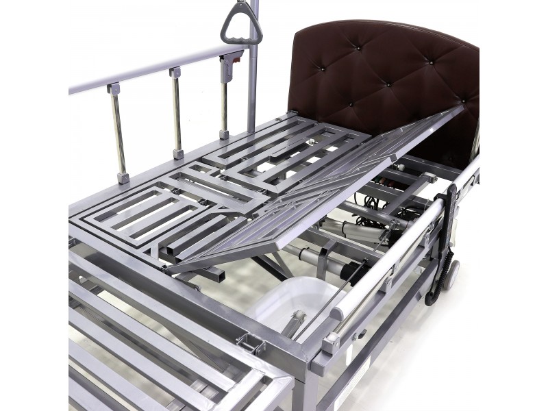 Кровать электрическая Med-Mos DB-11А (МЕ-5228Н-00)  темный премиум с боковым переворачиванием, туалетным устройством и функцией «кардиокресло»