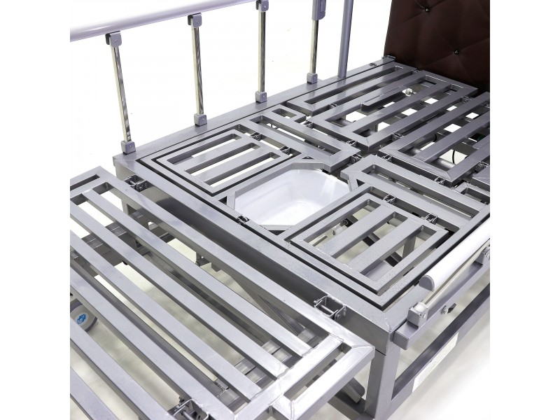 Кровать электрическая Med-Mos DB-11А (МЕ-5228Н-00)  темный премиум с боковым переворачиванием, туалетным устройством и функцией «кардиокресло»