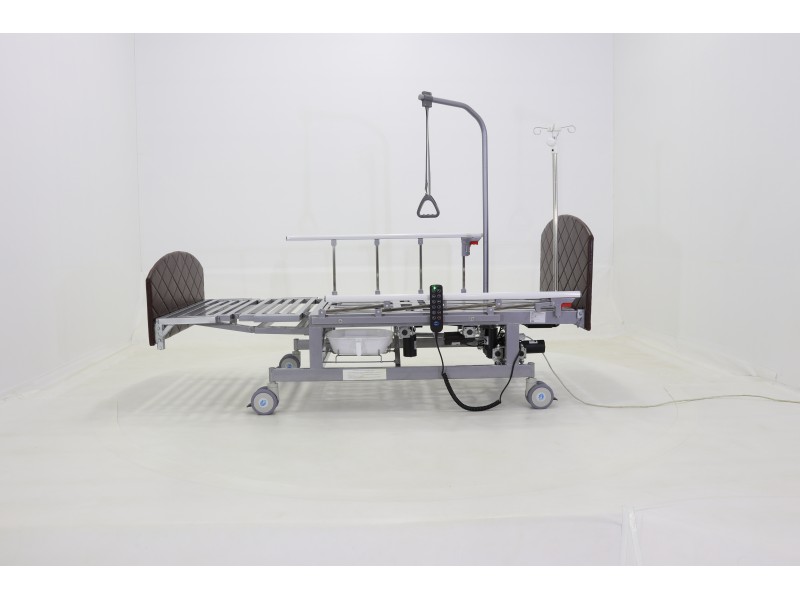 Кровать электрическая Med-Mos DB-11А (МЕ-5228Н-00) темный стандарт с боковым переворачиванием, туалетным устройством и функцией «кардиокресло»